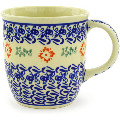 Polish Pottery Mug 12 oz Holiday Flowers