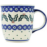 Polish Pottery Mug 12 oz Holly Hop