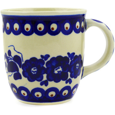 Polish Pottery Mug 12 oz Mardi Gras Peacock