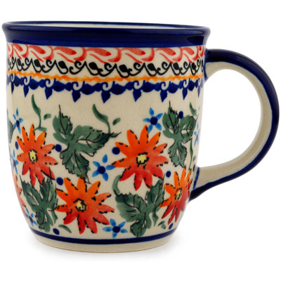 Polish Pottery Mug 12 oz Mexican Flame UNIKAT