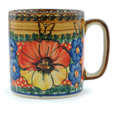 Polish Pottery Mug 12 oz Mystical Butterfly Garden UNIKAT