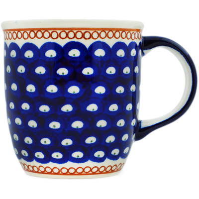 Polish Pottery Mug 12 oz Peacock Americana