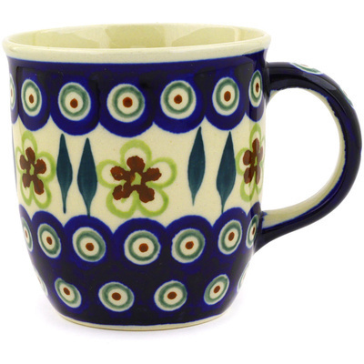 Polish Pottery Mug 12 oz Peacock Garden