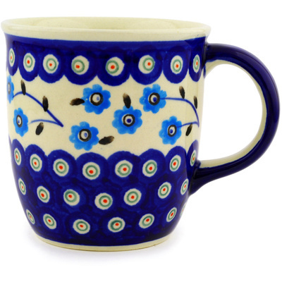 Polish Pottery Mug 12 oz Peacock Poppies
