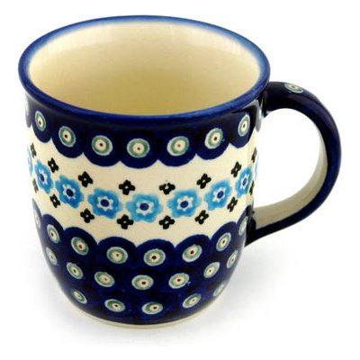 Polish Pottery Mug 12 oz Peacock Poppy Chain