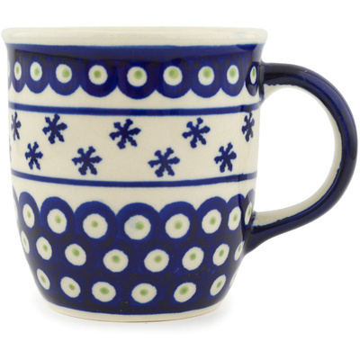 Polish Pottery Mug 12 oz Peacock Snowflake