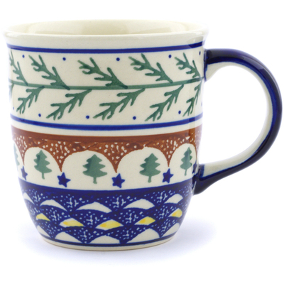 Polish Pottery Mug 12 oz Pine Boughs