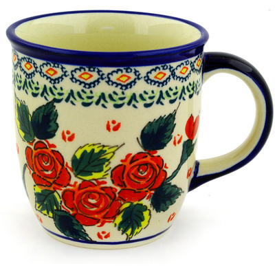 Polish Pottery Mug 12 oz Polish Roses UNIKAT