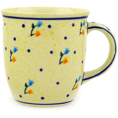 Polish Pottery Mug 12 oz Polka Dot Tulips