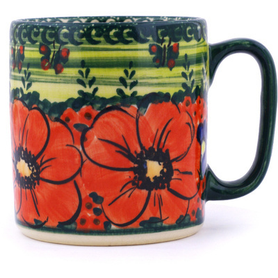 Polish Pottery Mug 12 oz Red As Brick UNIKAT