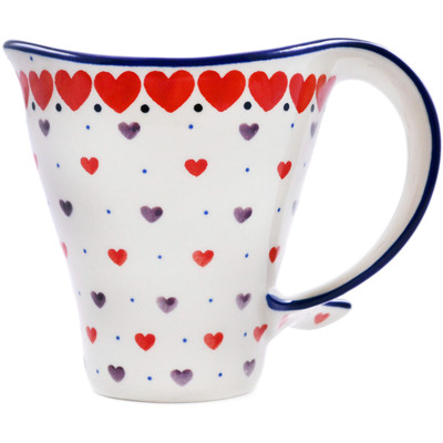 Polish Pottery Mug 12 oz Red Hearts Delight