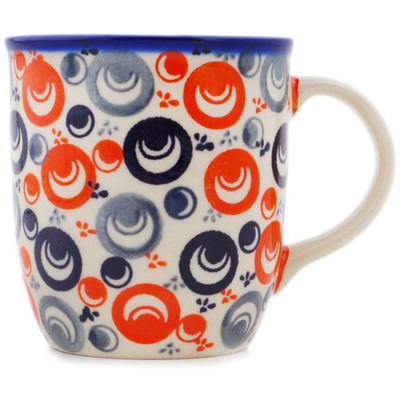 Polish Pottery Mug 12 oz Red Peacock Eye