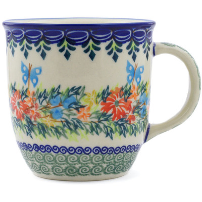 Polish Pottery Mug 12 oz Ring Of Flowers UNIKAT
