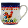 Polish Pottery Mug 12 oz Rooster Doodle-do UNIKAT