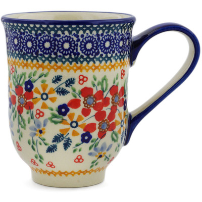 Polish Pottery Mug 12 oz Ruby Bouquet UNIKAT