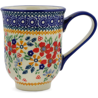 Polish Pottery Mug 12 oz Ruby Bouquet UNIKAT
