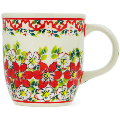 Polish Pottery Mug 12 oz Ruby Petals UNIKAT