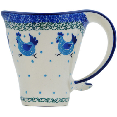 Polish Pottery Mug 12 oz Run Chicken Run