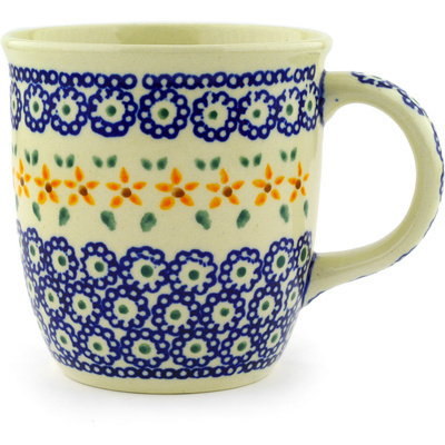 Polish Pottery Mug 12 oz Starflower Peacock