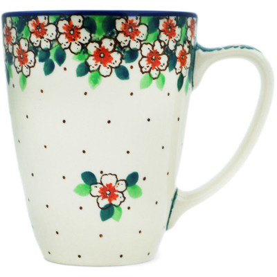 Polish Pottery Mug 12 oz Strawberry Blossom