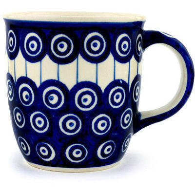 Polish Pottery Mug 12 oz Traditional Peacock