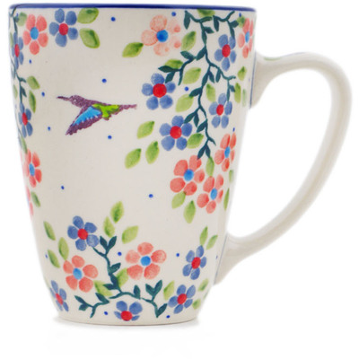 Polish Pottery Mug 12 oz Verdant Hummingbird Spring UNIKAT