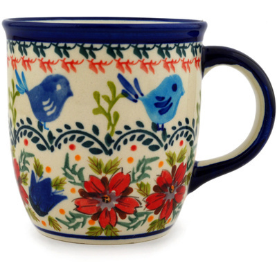Polish Pottery Mug 12 oz Vine Birds UNIKAT