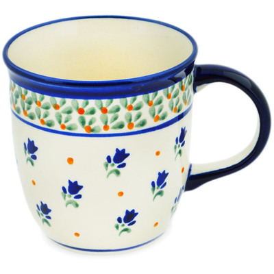 Polish Pottery Mug 12 oz Violet Tulips