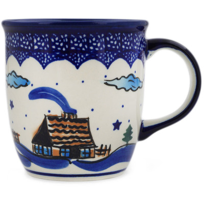 Polish Pottery Mug 12 oz Winter Chalet