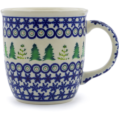 Polish Pottery Mug 12 oz Winter Ferns
