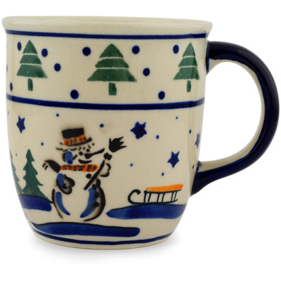 Polish Pottery Mug 12 oz Winter Forest