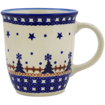 Polish Pottery Mug 12 oz Winter Snow