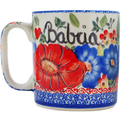 Polish Pottery Mug 13 oz Babcia UNIKAT