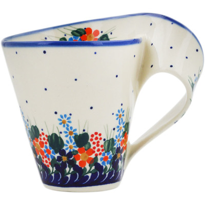 Polish Pottery Mug 13 oz Backyard Blooms UNIKAT