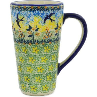 Polish Pottery Mug 13 oz Birds In The Sunset UNIKAT