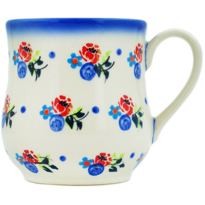 Polish Pottery Mug 13 oz Blue Berry Special UNIKAT
