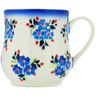 Polish Pottery Mug 13 oz Blue Bunches UNIKAT