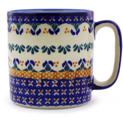 Polish Pottery Mug 13 oz Blue Cress