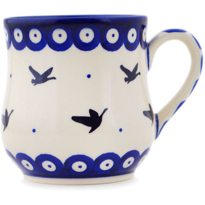 Polish Pottery Mug 13 oz Blue Eye Heron