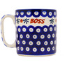 Polish Pottery Mug 13 oz Blue Eyes Boss