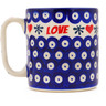 Polish Pottery Mug 13 oz Blue Eyes Love