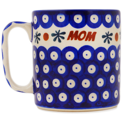 Polish Pottery Mug 13 oz Blue Eyes Mom