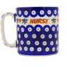 Polish Pottery Mug 13 oz Blue Eyes Nurse