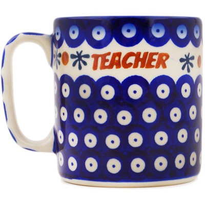 Polish Pottery Mug 13 oz Blue Eyes Teacher
