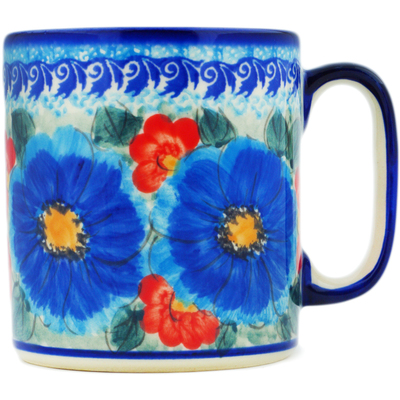 Polish Pottery Mug 13 oz Blue Harmony UNIKAT