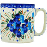 Polish Pottery Mug 13 oz Blue Pansy