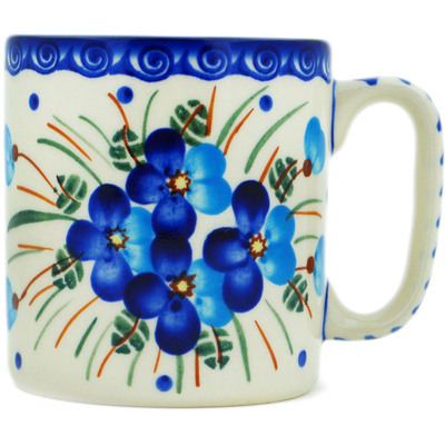 Polish Pottery Mug 13 oz Blue Pansy