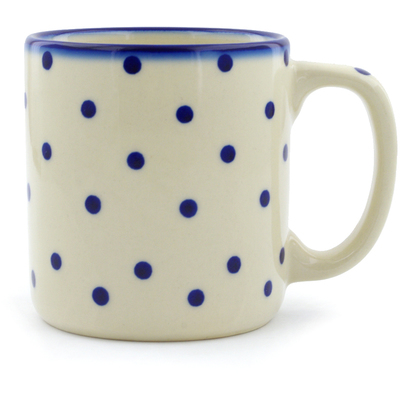 Polish Pottery Mug 13 oz Blue Polka Dot