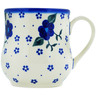 Polish Pottery Mug 13 oz Blue Poppies Spring