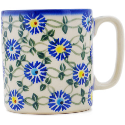 Polish Pottery Mug 13 oz Blue Thistle Beauty
